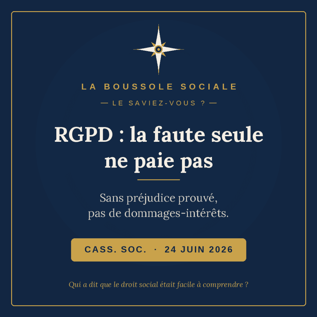 RGPD au travail : un manquement seul ne suffit plus à obtenir des dommages-intérêts — Cour de cassation, 24 juin 2026.