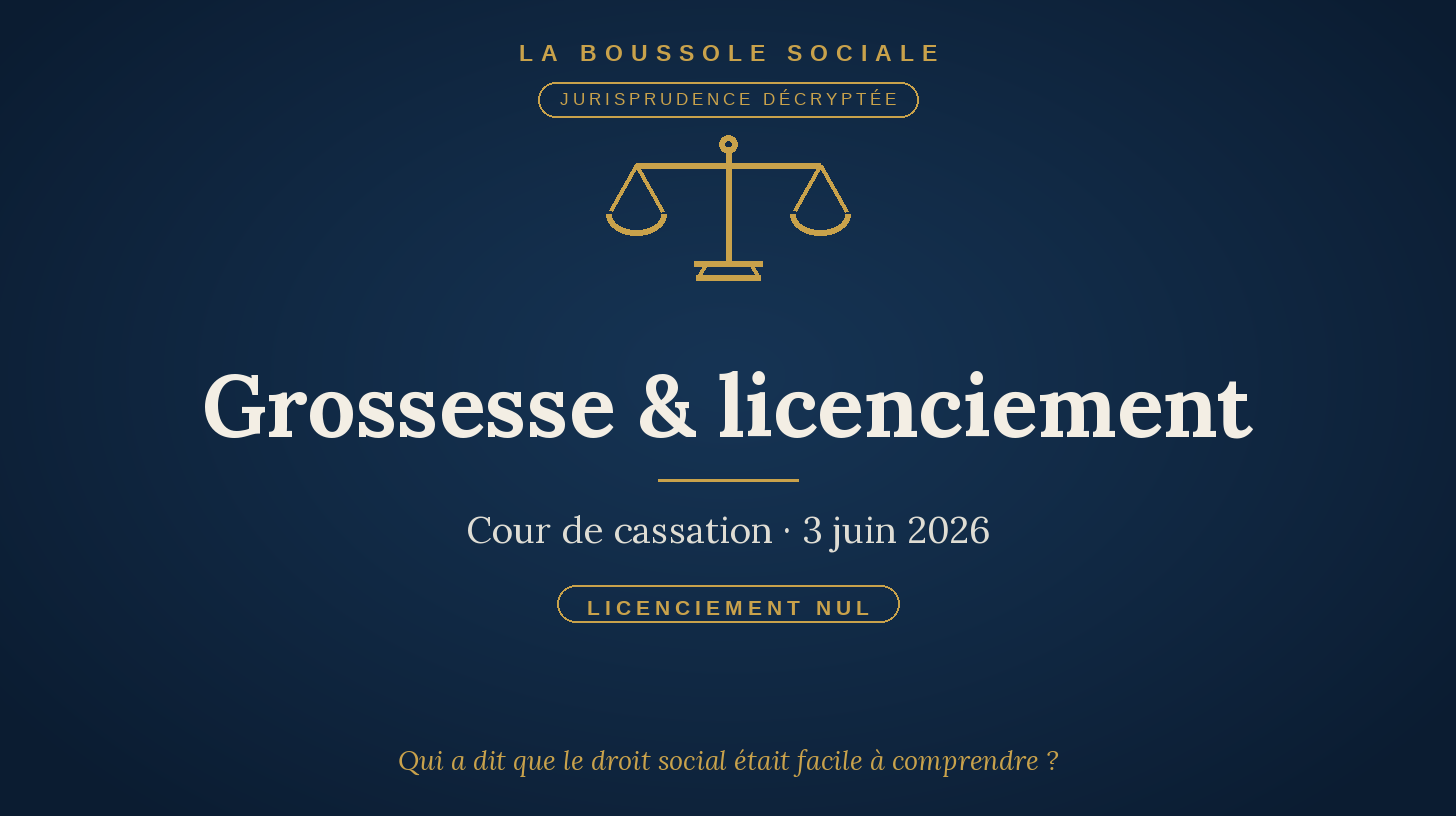 Grossesse et licenciement : un motif lié à la maternité annule tout le licenciement, même avec d'autres griefs fondés — Cour de cassation, 3 juin 2026.
