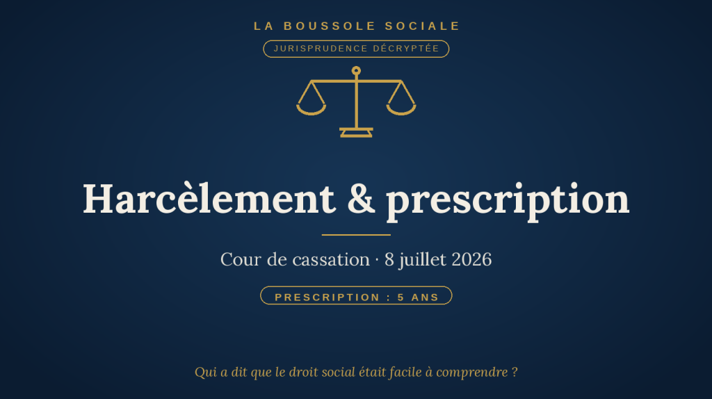 Licenciement pour absence prolongée : harcèlement moral et prescription de cinq ans pour contester la rupture — Cour de cassation, 8 juillet 2026.