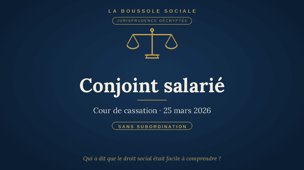 Conjoint salarié : le lien de subordination n'est pas exigé, même dans une société — Cour de cassation, 25 mars 2026.