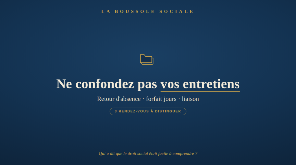 Entretien de retour d'absence, forfait jours, rendez-vous de liaison : ne pas confondre