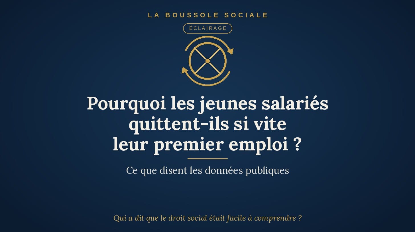 Illustration abstraite La Boussole Sociale : une porte tournante, symbole du turnover des jeunes salariés