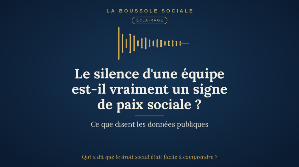 Illustration abstraite La Boussole Sociale : une onde sonore qui s'éteint, symbole du silence et de la paix sociale dans une équipe