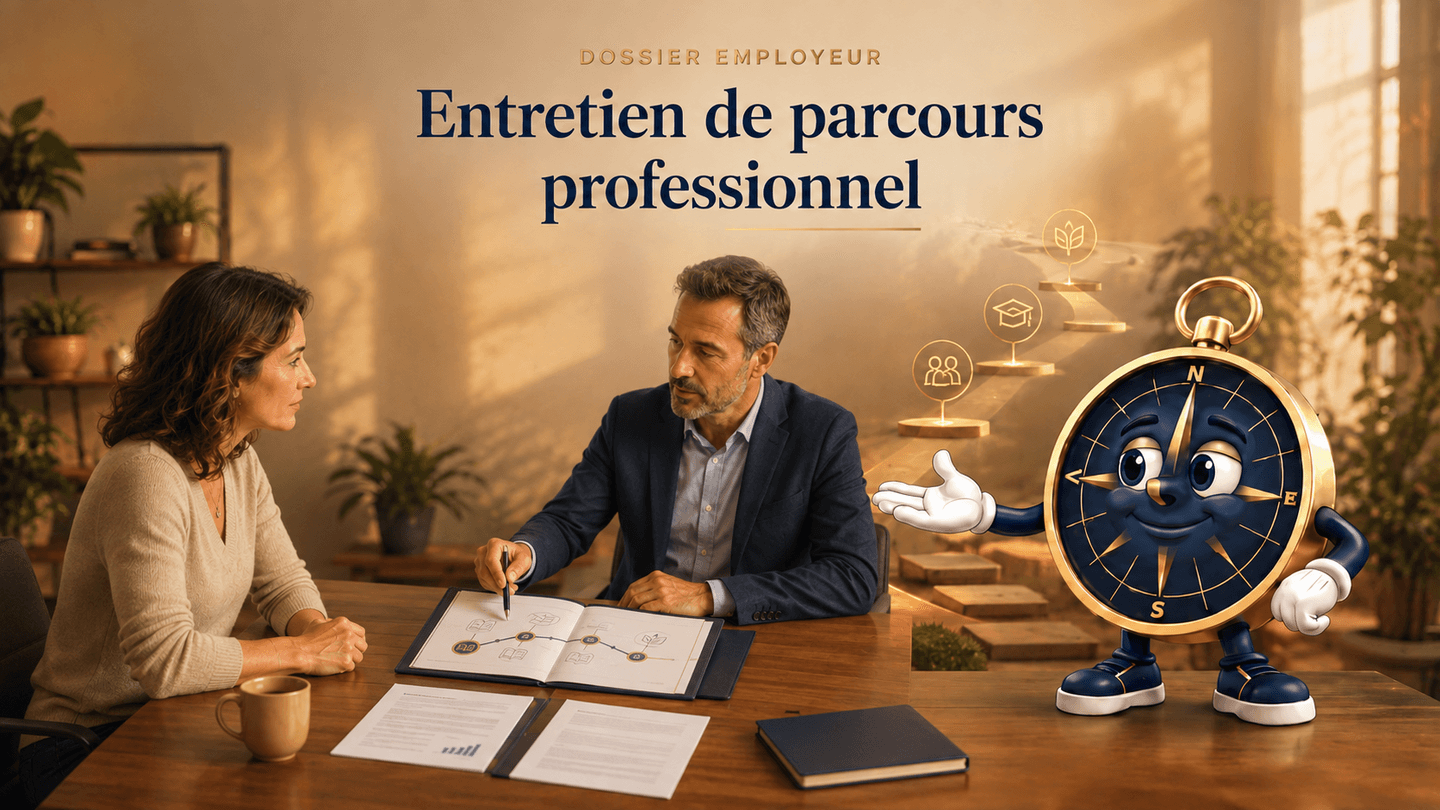 Une responsable et un salarié préparent un entretien de parcours professionnel avec Cap