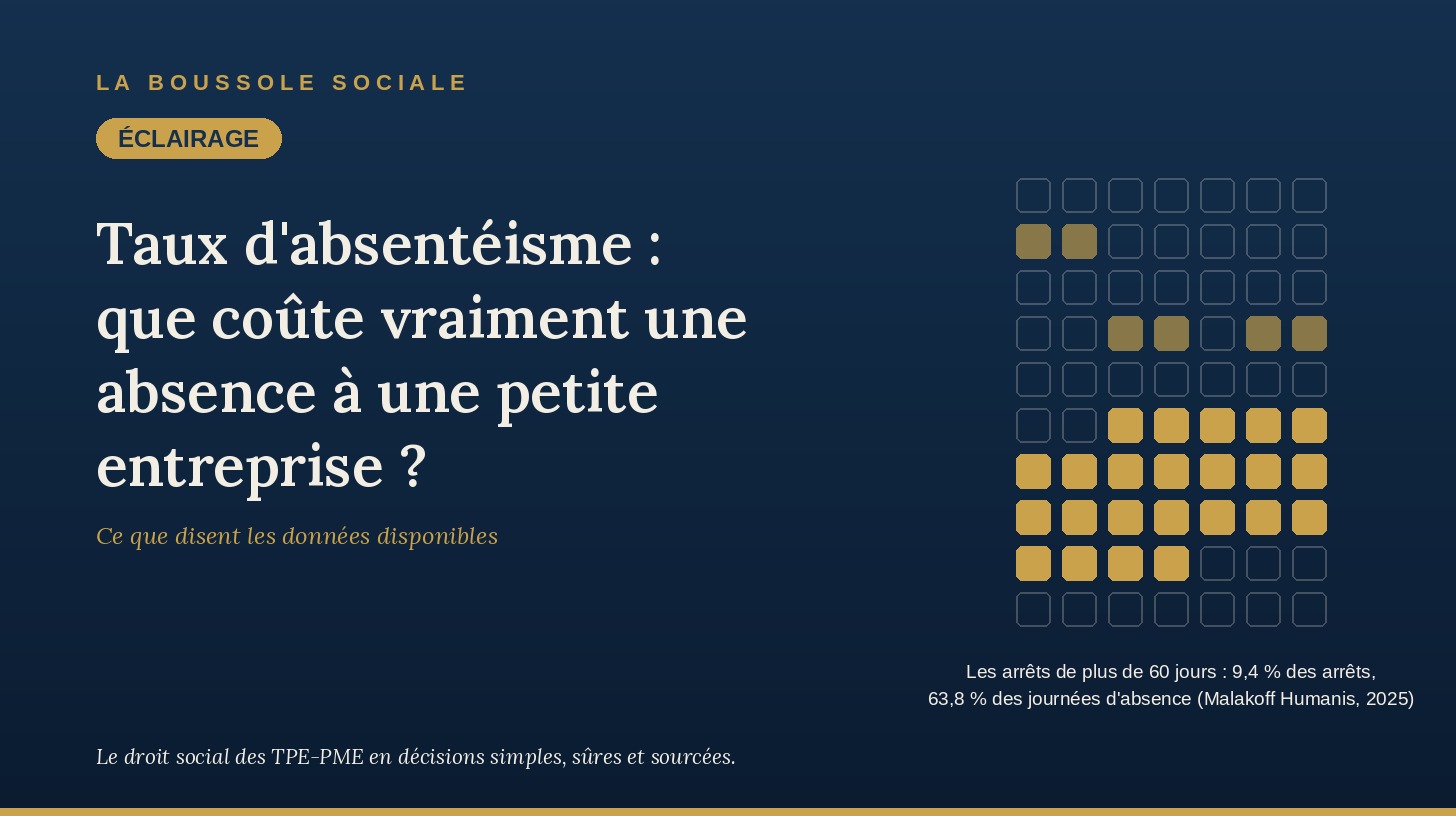 Taux d'absentéisme : que coûte vraiment une absence à une petite entreprise ? — visuel de couverture, La Boussole Sociale