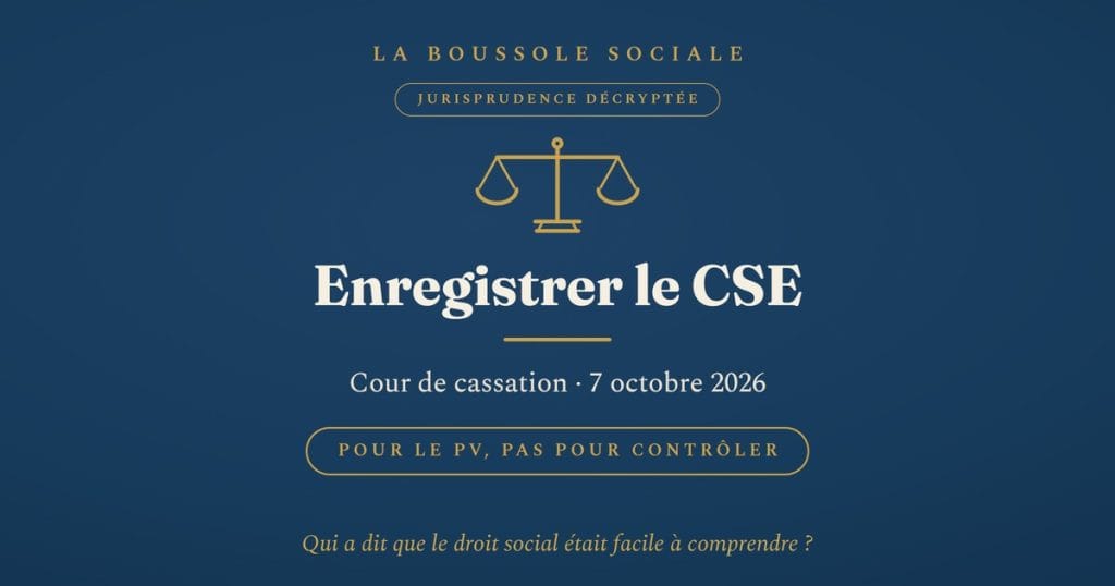 Enregistrement des réunions du CSE par l’employeur et procès-verbal : arrêt de la Cour de cassation du 7 octobre 2026