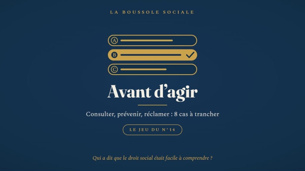 Pictogramme d'un questionnaire à trois réponses, la deuxième cochée : huit cas à trancher par l'employeur avant d'agir